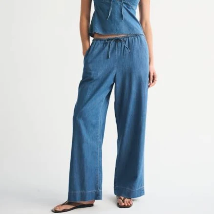 Abercrombie & Fitch Women's Gemma Chambray Wide Leg Pants