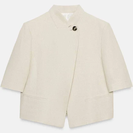 Zara Woman's Linen Short Sleeve Blazer