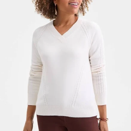 Style & Co. Women's Cable-Knit V-Neck Sweater