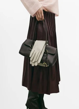 MANGO Women's Dalia Pleated Faux-Leather Midi Skirt