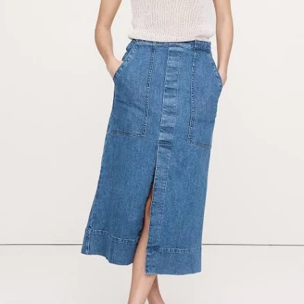 Banana Republic Women's Denim Front-Slit Midi Skirt