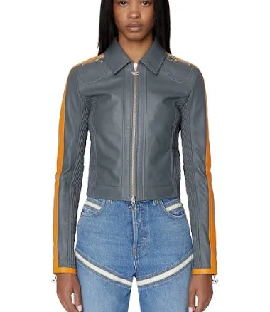 Diesel L-SASKIA Womens Gray Leather jackets