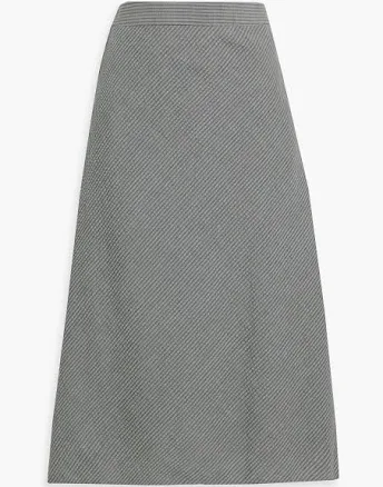 Thom Browne Striped cashmere-seersucker midi skirt - Women - Gray Skirts - IT 38