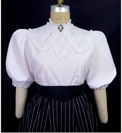 Edwardian Broadcloth & Ruffle Lace Blouse