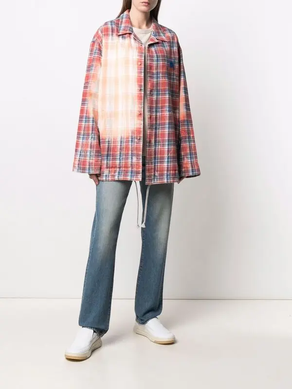 Bleached-effect Checked Shirt