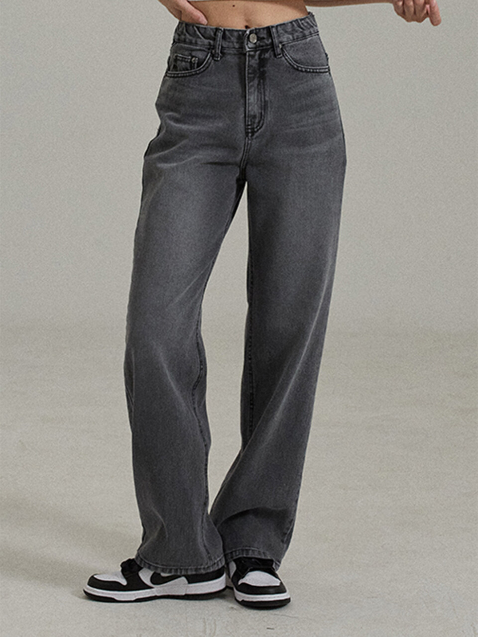 Cover Band Long Loose Wide Denim (Gray)