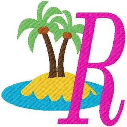 Island, Tropical, Monogram Machine Embroidery Design Set, Embroidery font, Embroidery Monogram Font, Beach, Summer // Joyful Stitches