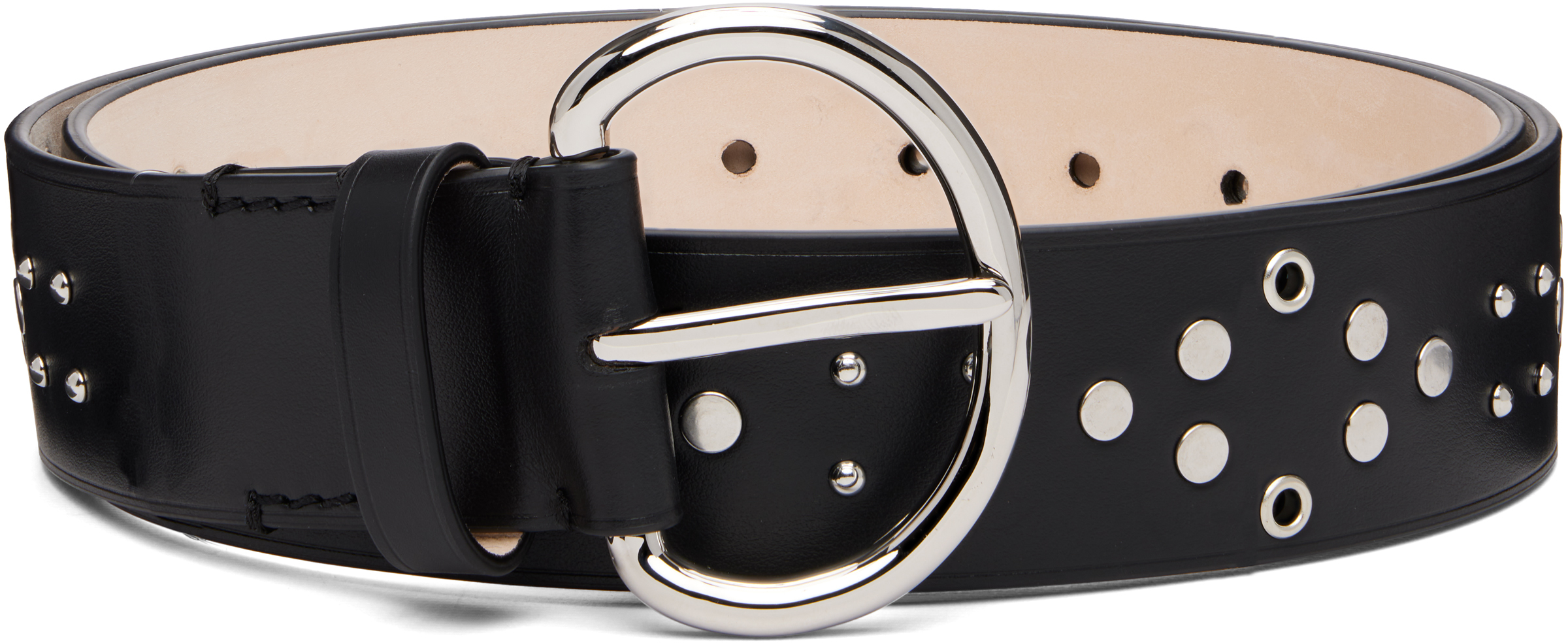 Black Metal Studs Leather Belt