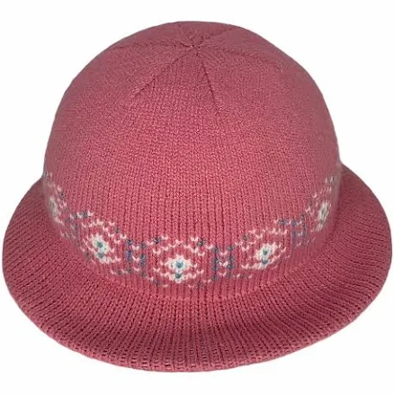 Vintage Pink Knit Bucket Hat Asymetric Brim Union Made In Usa Vguc