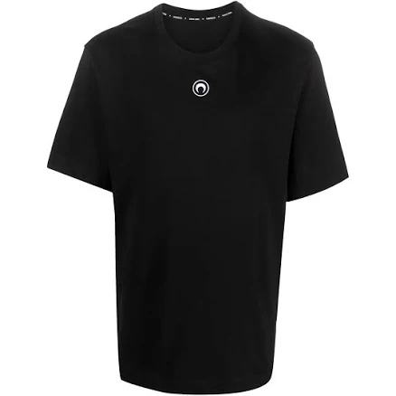 Marine Serre - logo-embroidered cotton T-shirt - men - Organic Cotton - XS - Black