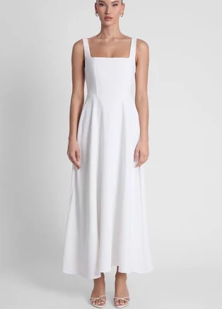 LEAU Serenity Square Neck Corset Midi Dress