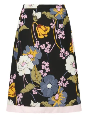 Graphic-print Silk Midi Skirt