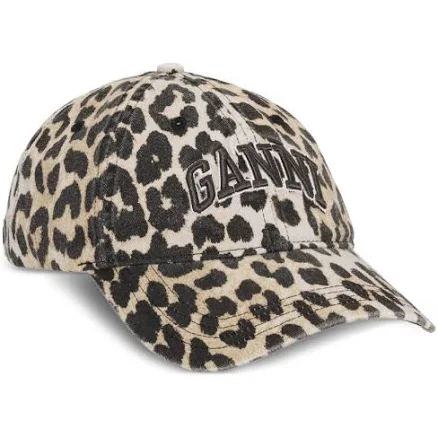 Ganni Women's Leopard-Print Canvas Baseball Cap