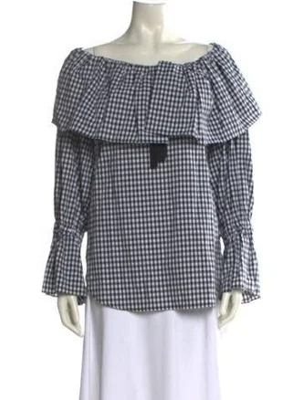Rejina Pyo Off-The-Shoulder Plaid Blouse
