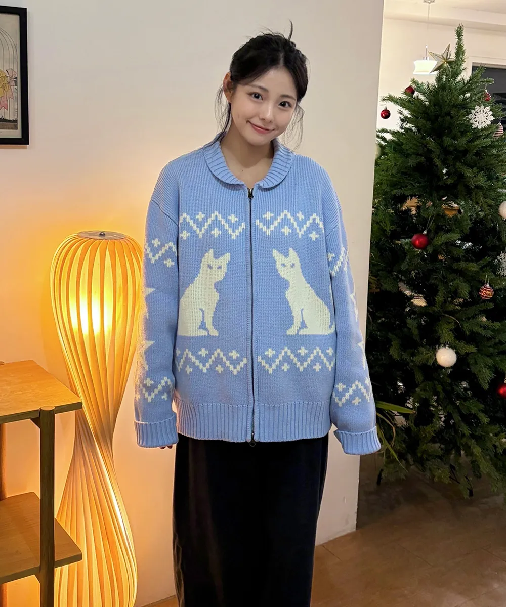 CATS ZIP UP CARDIGAN SKY BLUE(CV2DFUK680A)
