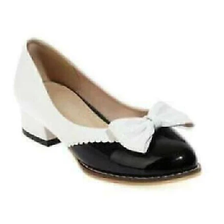 Womens Sweet Bowknot Matching Color Mary Jane Dress Office Shoes Low