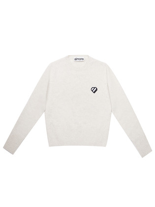Oatmeal Embroidered Rainbow Heart Wool-blend Sweater