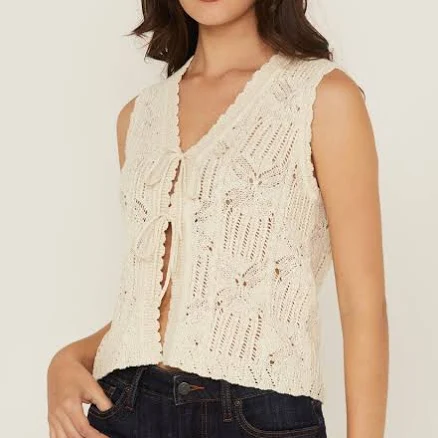 Shyanne Women's Tie-Front Crochet Sweater Vest