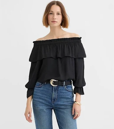 Loft Women's Petite Ruffled Off The Shoulder Blouse