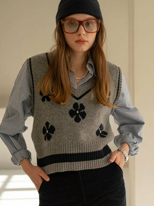 Wool Blend Jacquard Knit Vest