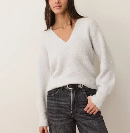 Marine Layer Women's Elena Bouclé V-Neck T-Shirt Sweater