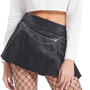 crank Satin Chain Tennis Skirt_Black