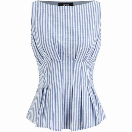Woven Cotton-blend Boat Neck Tank Top