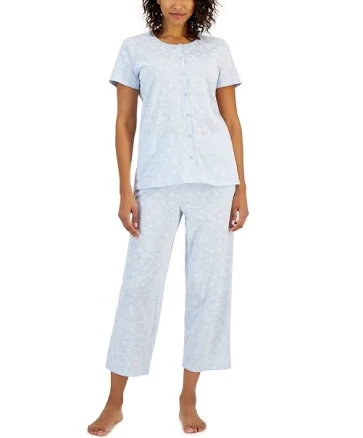 Charter Club Women's 2-Pc. Cotton Floral Cropped Pajamas Set