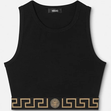 Versace Black Greca Crop Top