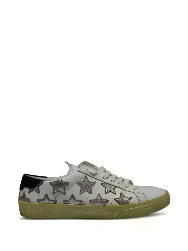Metallic-star Leather Sneakers