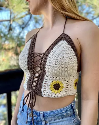 Sunflower Corset--Crochet Crop Top