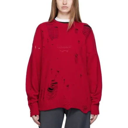 Charles Jeffrey Loverboy Distressed Wool Blend Sweater
