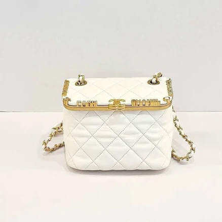 Pre-owned CHANEL 2023/24 Métiers d'Art Limited Edition Gold Plated Kiss Lock Milk Carton Bag Exclusive Leather Fashion Accessory