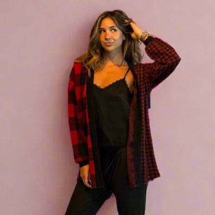 Mixed Checkered Cardigan