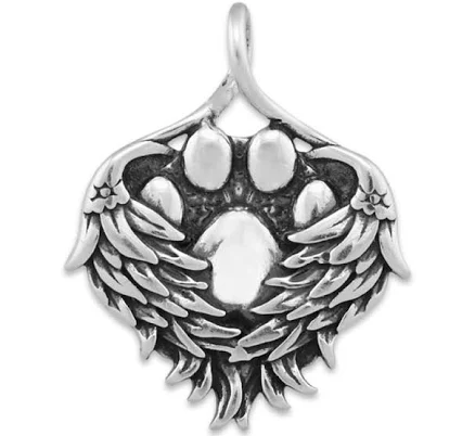Paw Print Angel Necklace Sterling