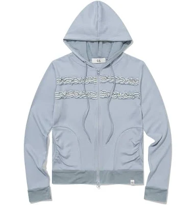 UGLY SHADOW LAYERED Shirring Hooded Zip-Up