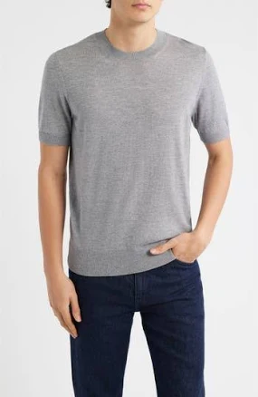 BOSS Gray Short-Sleeved Merino Wool T-shirt