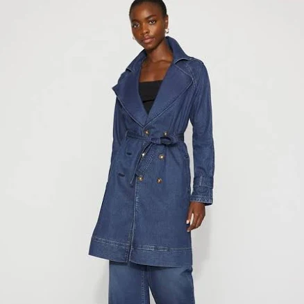 White House Black Market Women's Denim Trench Coat