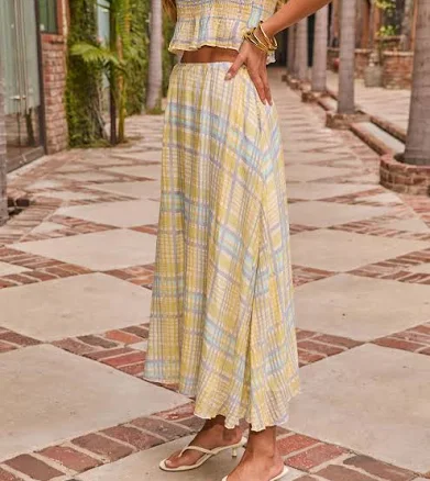 VICI Misty Aura Plaid Maxi Skirt