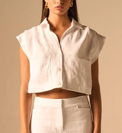 JBQ Preen Hemp Cropped Shirt with Pockets