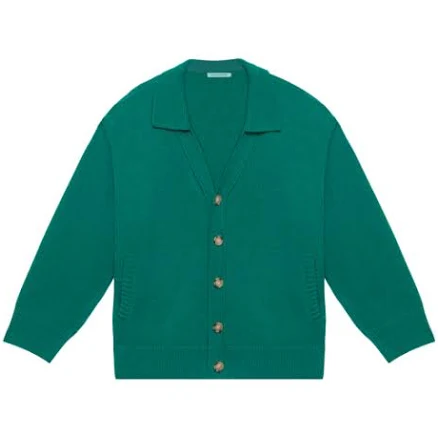 INSTANTFUNK Ms Shirt Collar Wool Cardigan - Green Knitwear |