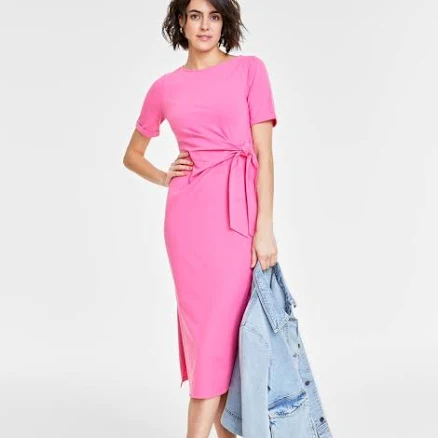 On 34th Women's Crewneck Wrap Tie Dress