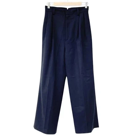 22AW MUSE de Deuxieme Classe Wool Serge Tuck Pants, Size 36, Navy, Women