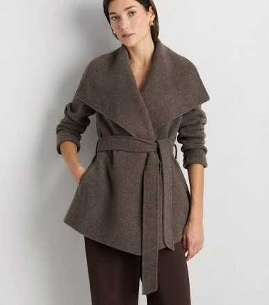 Quince Women's Double-Faced Merino Wool Draped Collar Wrap Coat