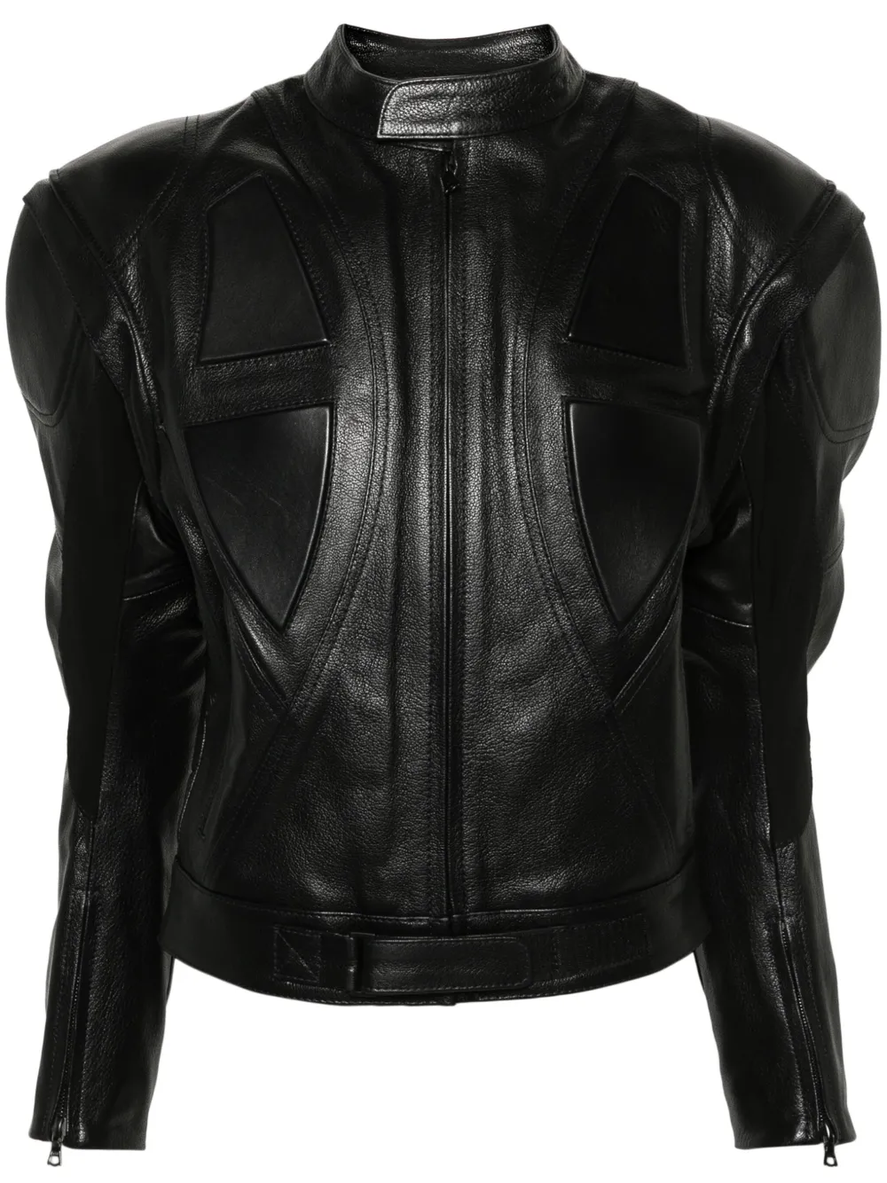 Panelled Leather Biker Jacket