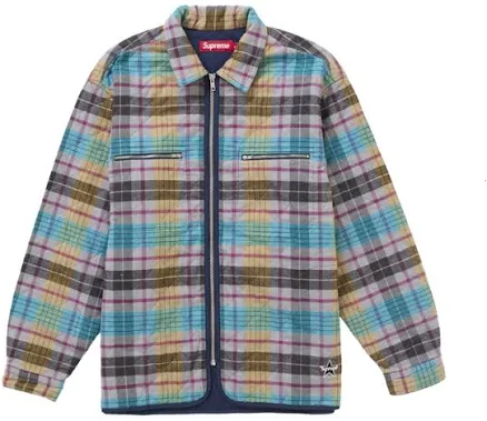 Supreme Men's Quilted Flannel Zip Up Shirt