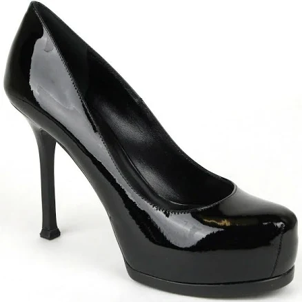 Saint Laurent Women's Black Patent Leather Tribtoo 80 Platform Pump