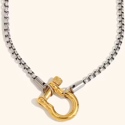Stainless Steel Buckle Lock Necklace