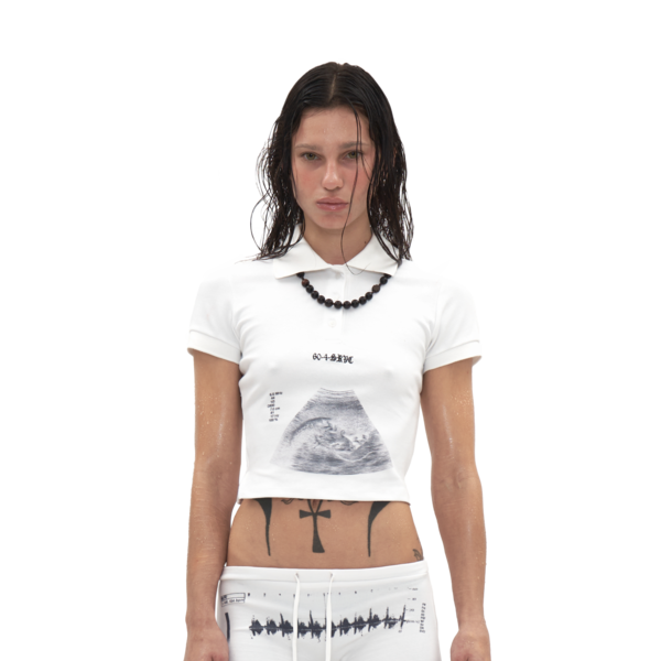 ALIEN NT SCAN SLIM COLLAR T SHIRT IN WHITE