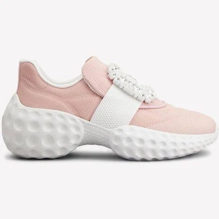 Roger Vivier Women's Viv' Run Light Low-Top Sneakers With Strass Buckle - Pink - 11
